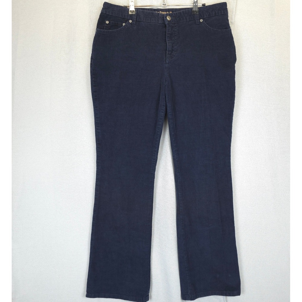 St. John's Bay Corduroy Bootcut Pants Women 12 Secretly Slender Dark Blue Pocket